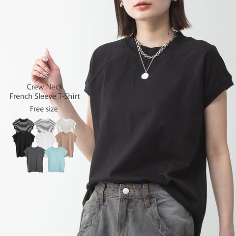 モックネックフレンチスリーブTシャツ