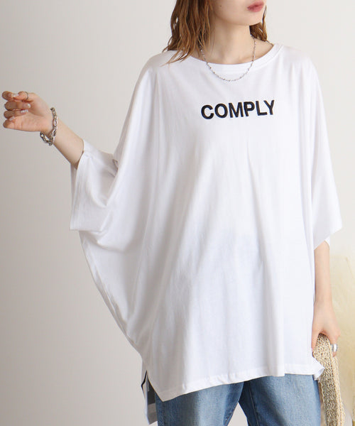 オーバーサイズ刺繍&プリントプルオーバーTee