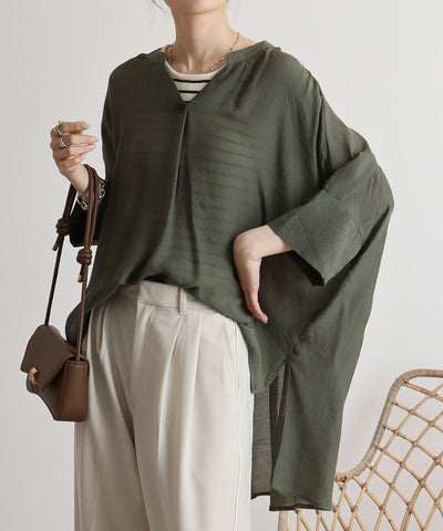 スラブバックロングシャツ