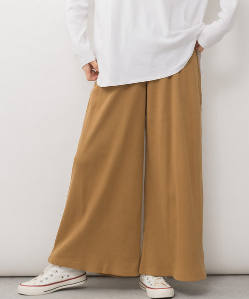 紐付きゆったりカットワイドパンツ