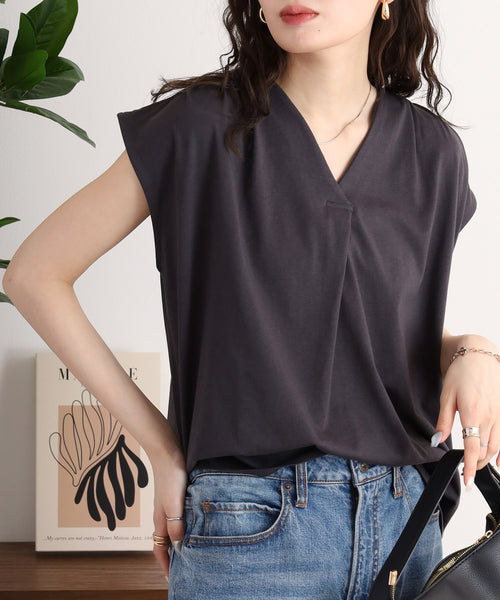 ブラウス風タックスキッパー フレンチ袖Tシャツ
