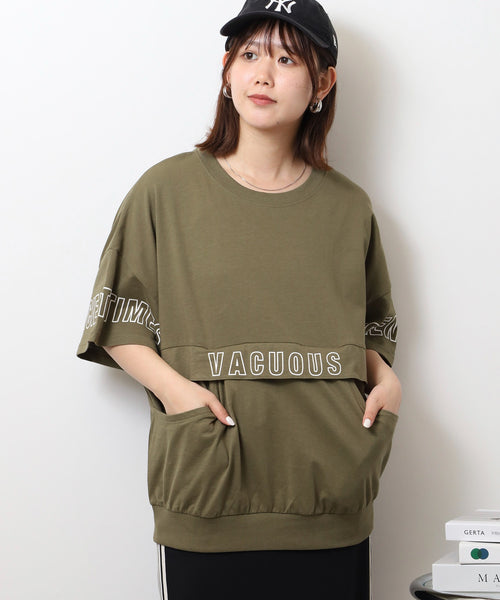 ポケット付きオーバーサイズシルエットロゴプリントTシャツ