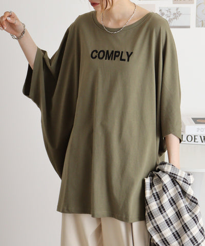 オーバーサイズ刺繍&プリントプルオーバーTee