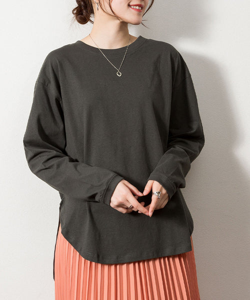 天竺ラウンドヘムロンTシャツ