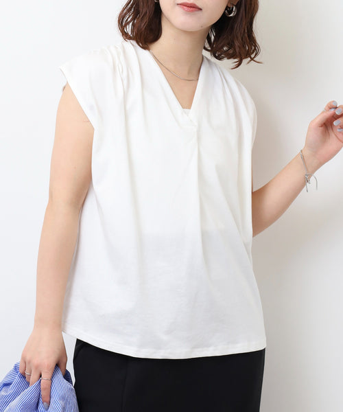 ブラウス風タックスキッパー フレンチ袖Tシャツ