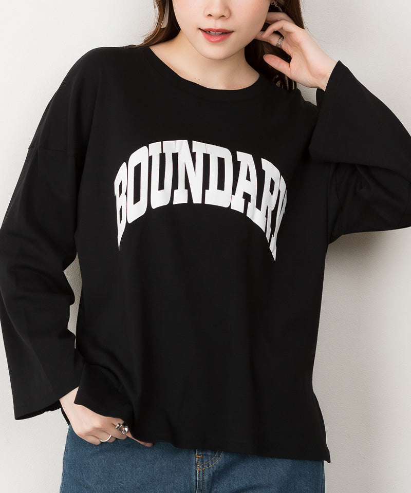 プリントTシャツ 長袖 カットソー レディース カジュアル ワイドアーム