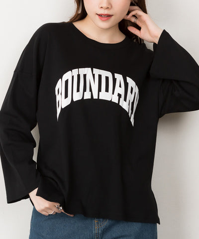 プリントTシャツ 長袖 カットソー レディース カジュアル ワイドアーム