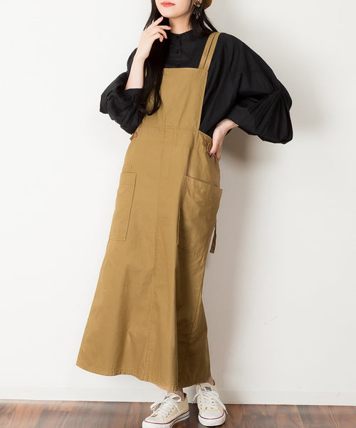 ツイルエプロンサロペットスカート