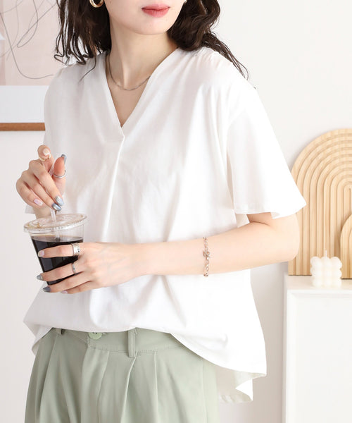 ブラウス風タックスキッパー半袖Ｔシャツ