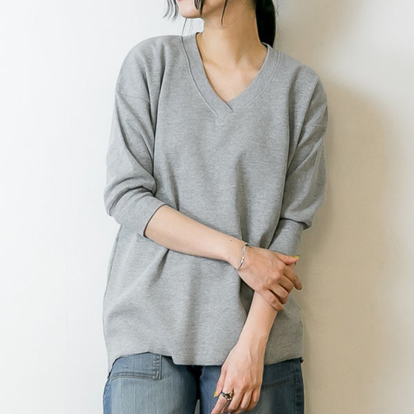 ストレッチワッフルVネックカットソー シンプル デザイン ロンt  Vネック ブイネック 丸首 Tシャツ 春コーデ レディース カジュアル 半端袖 7分袖 5分袖 ビッグサイズ 体型カバー ビッグシルエット 大きいサイズ かわいい きれい M/L/LL/XL/XXL/3L/4Lサイズ 春 夏 秋