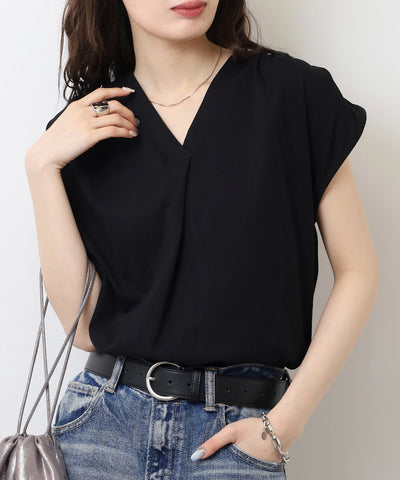 ブラウス風タックスキッパー フレンチ袖Tシャツ