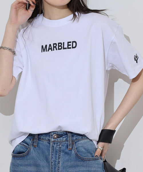 胸元袖刺繍ロゴデザインヘビーウェイトTシャツ