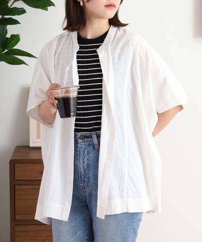 RNクールタッチ接触冷感前開きワイドブラウス