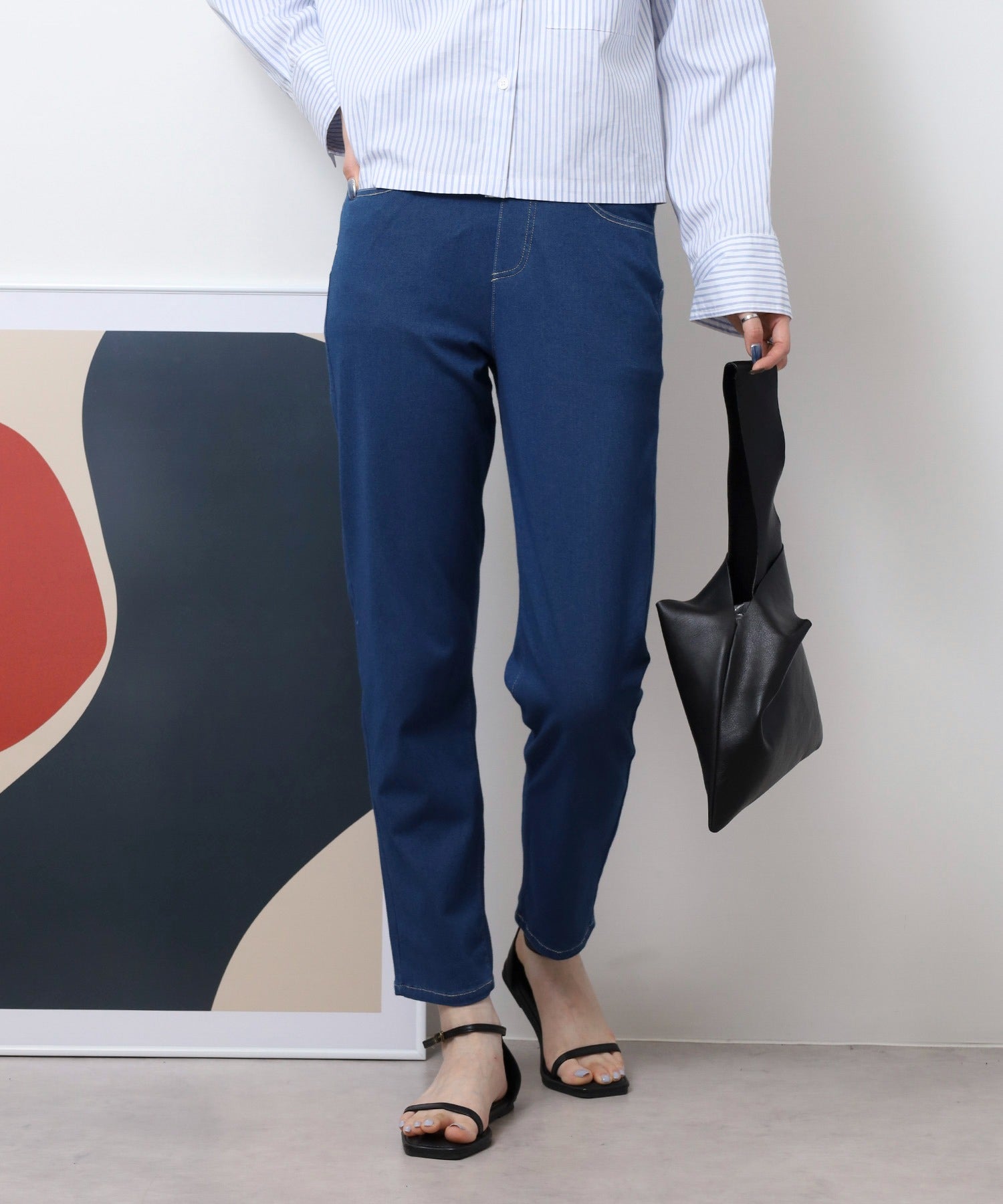 接触冷感ロング丈ストレッチパンツ
