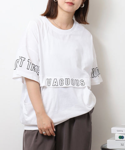 ポケット付きオーバーサイズシルエットロゴプリントTシャツ
