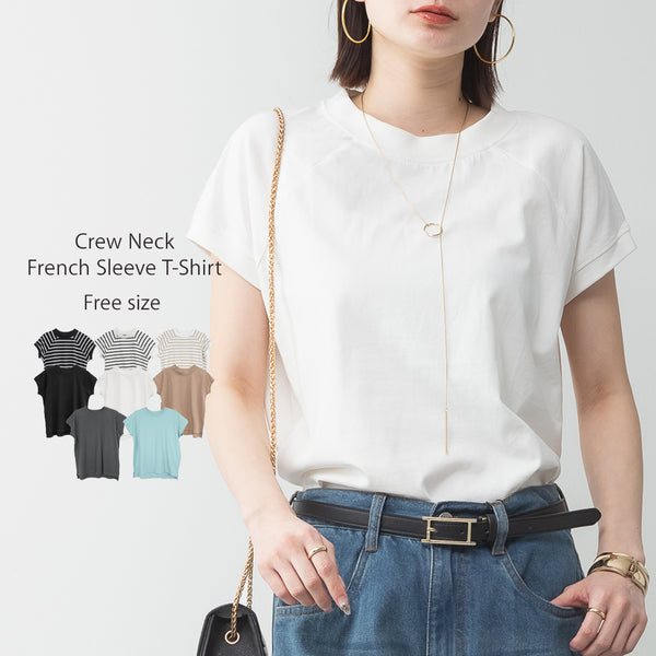 モックネックフレンチスリーブTシャツ