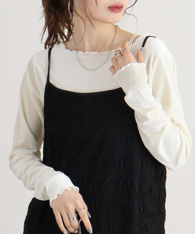 カットベロアメロークルーネックロンT