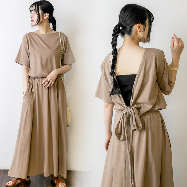 バックオープンカシュクールカットワンピース