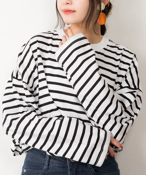 BIGボーダーロングスリーブTシャツ