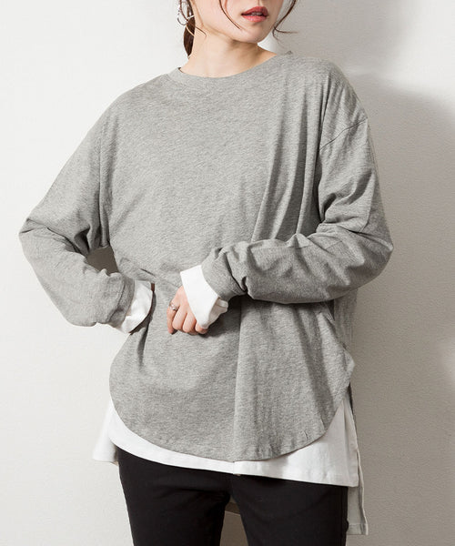 天竺ラウンドヘムロンTシャツ