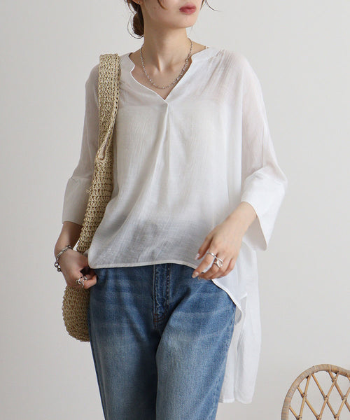 スラブバックロングシャツ