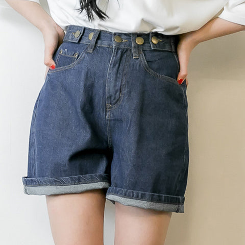 ハイウェストデニムショートパンツ