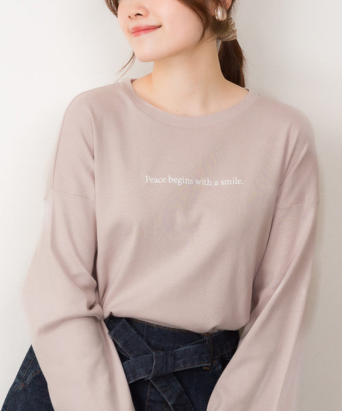 プリントTシャツ 長袖 カットソー レディース カジュアル ワイドアーム