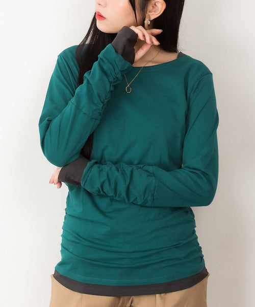 フェイクレイヤードロングTシャツ