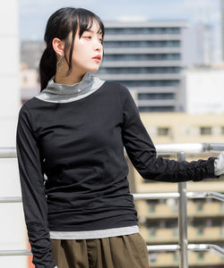 くしゅタートルネック指穴ロングTシャツ ロンt  丸首 Tシャツ 秋 春コーデ レディース カジュアル ビッグサイズ 体型カバー ビッグシルエット 大きいサイズ かわいい きれい M/L/LL/XL/XXL/3L/4Lサイズ 春 秋 冬