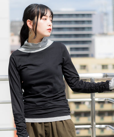 くしゅタートルネック指穴ロングTシャツ ロンt  丸首 Tシャツ 秋 春コーデ レディース カジュアル ビッグサイズ 体型カバー ビッグシルエット 大きいサイズ かわいい きれい M/L/LL/XL/XXL/3L/4Lサイズ 春 秋 冬