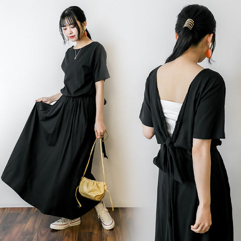 バックオープンカシュクールカットワンピース