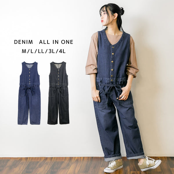 デニムノースリーブマキシパンツ レディースファッション通販 キャミ サロペット オールインワン キャミソール パンツ ノースリーブマタニティ オーバーオール M L LL 3L 4L レディース 春夏秋冬 楽ちん 大きいサイズ カジュアル 体型カバー シンプルリラックス お洒落