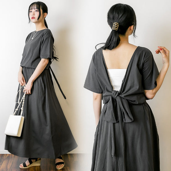 バックオープンカシュクールカットワンピース