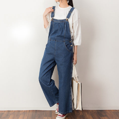 オーバーオールワイドガウチョパンツ 綿100％ オールインワン サロペット オーバーオール ゆったり リラックス 美脚 オフィス デザイン 可愛い 大きいサイズ ビッグサイズ ビッグシルエット ブルー インディゴ ネイビー 青 M L XL XXL LL 3L 4L レディース 春 夏 秋 冬
