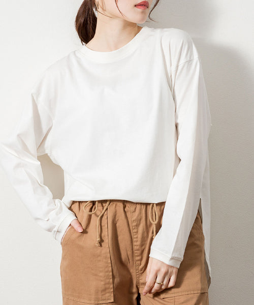 天竺ラウンドヘムロンTシャツ