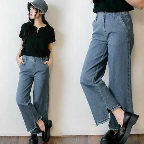 サイドスリット裾加工パンツ