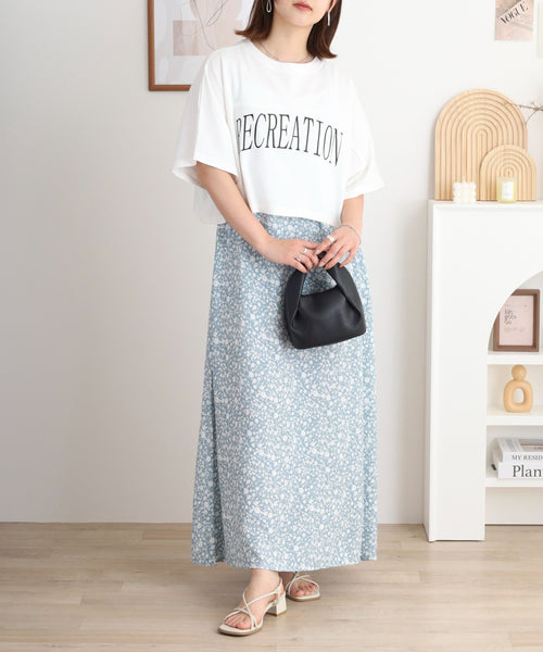 レーヨンキャミOP＋ペイズリーアラベスク柄天竺Tシャツアンサンブル