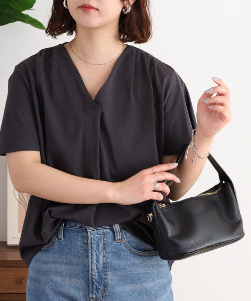 ブラウス風タックスキッパー半袖Ｔシャツ