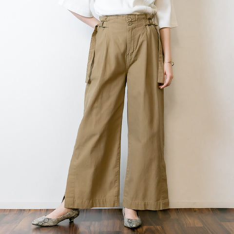 ハイウエスト裾ベンツワイドパンツ