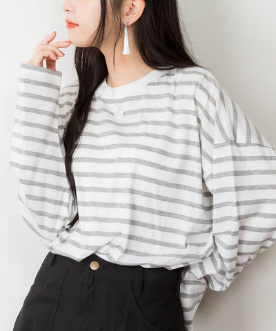 BIGボーダーロングスリーブTシャツ