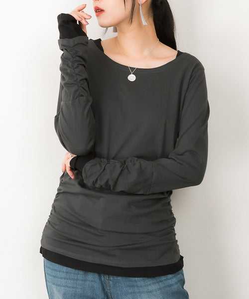フェイクレイヤードロングTシャツ