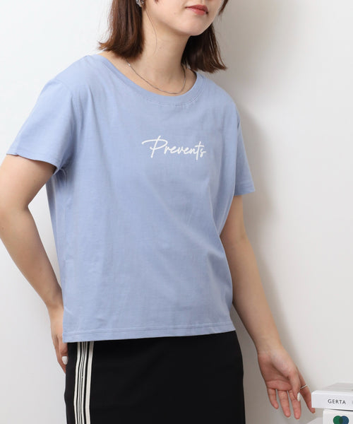 オーバーサイズシルエットショート丈ロゴプリントTシャツ