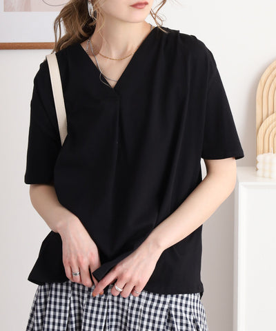 ブラウス風タックスキッパー半袖Ｔシャツ