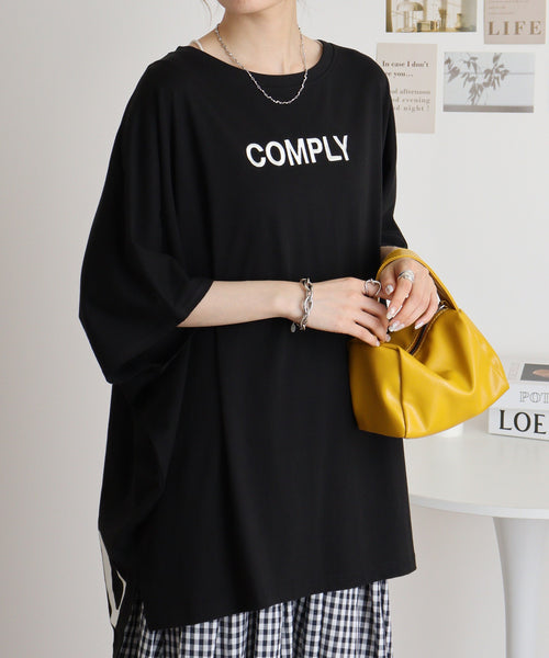 オーバーサイズ刺繍&プリントプルオーバーTee