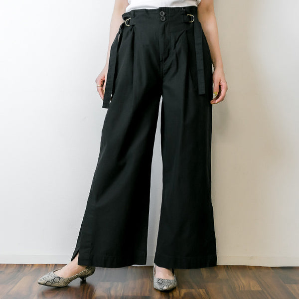 ハイウエスト裾ベンツワイドパンツ
