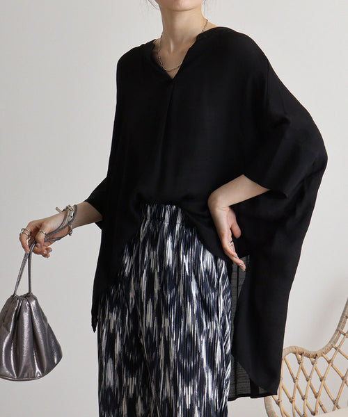 スラブバックロングシャツ