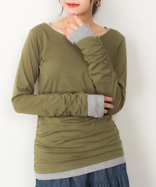 フェイクレイヤードロングTシャツ