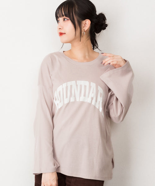 プリントTシャツ 長袖 カットソー レディース カジュアル ワイドアーム
