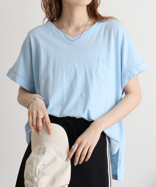 オーバーサイズポケット付きVネックTee