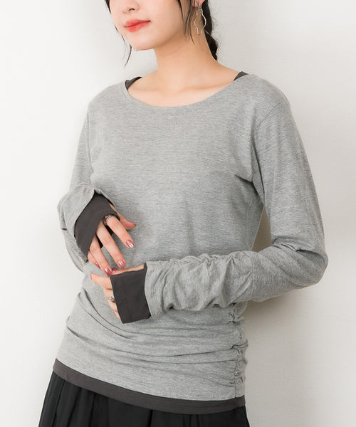 フェイクレイヤードロングTシャツ